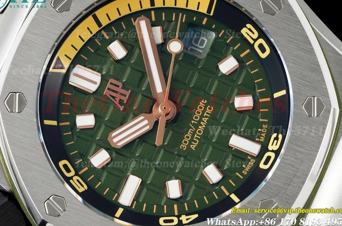 42mm Royal Oak BF 15720 Stk SS Offshore A4308 Green Diver RU 0302